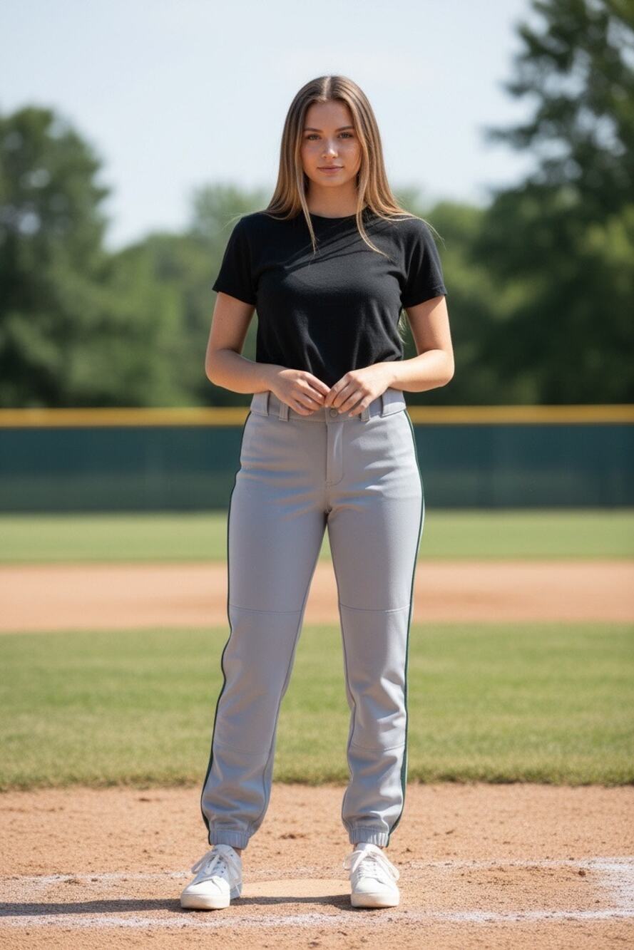 Wilson Women’s Softball Pants Large L x 25 White Green Piping Elastic Cuff